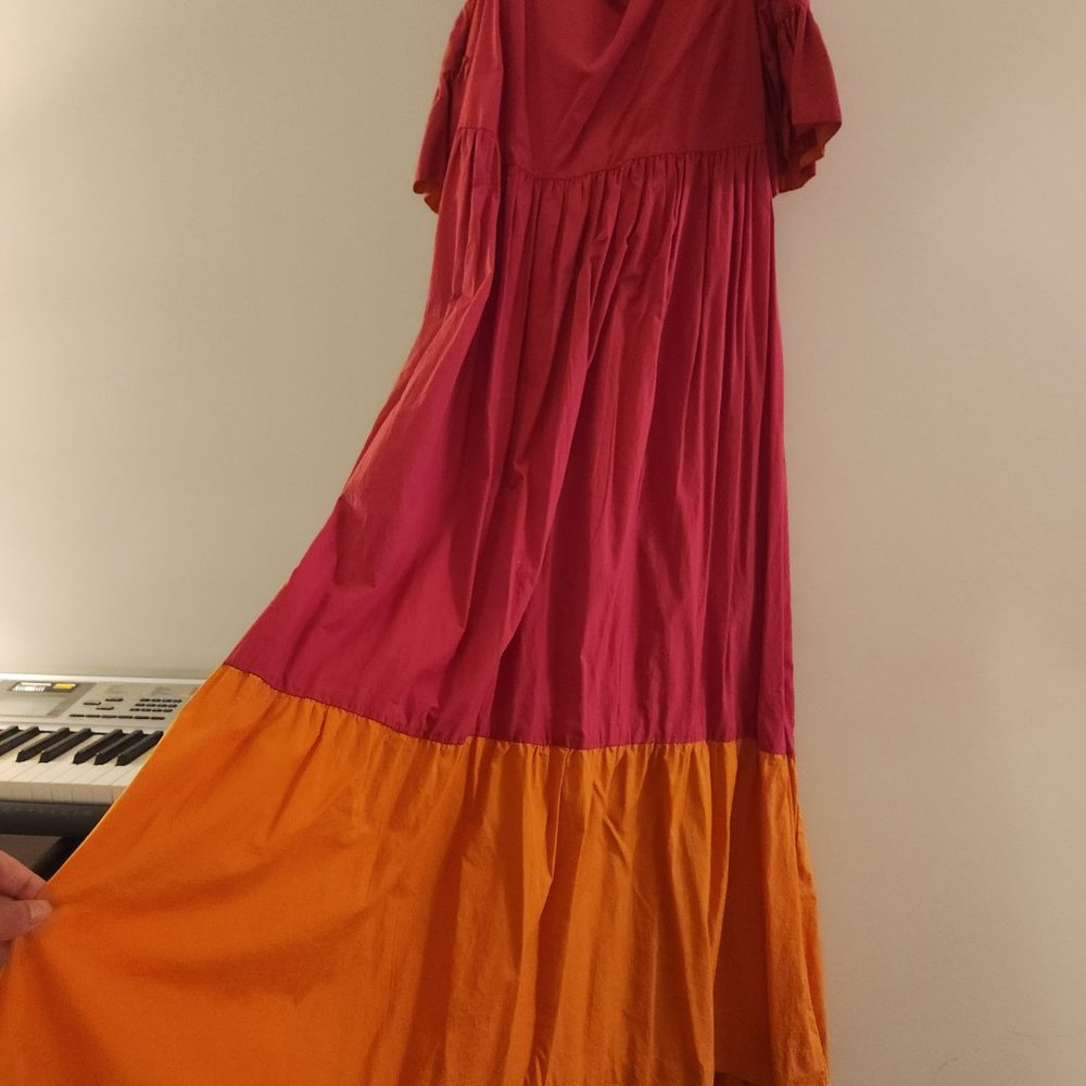 Gorgeous two-tone designer cotton high-low midi dress - Picture 4 of 5